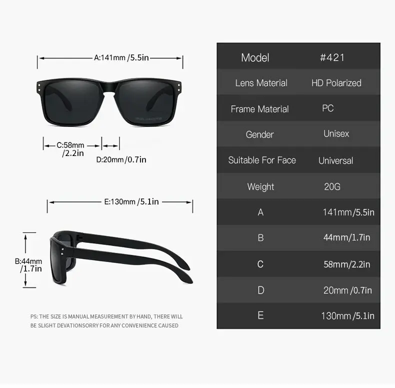 New Men's Square Polarized Sunglasses Riding Driving Fishing Outdoor — feature 6