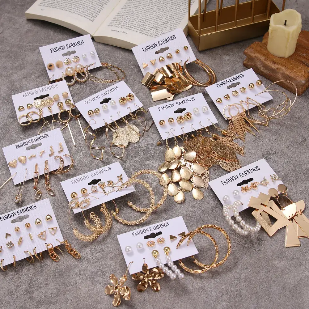 European & American Retro Metal Earrings Set for Women - Image 7