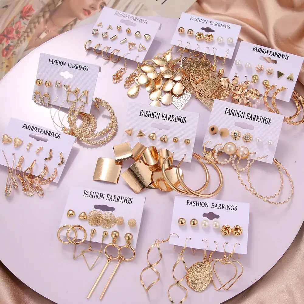 European & American Retro Metal Earrings Set for Women - Image 8