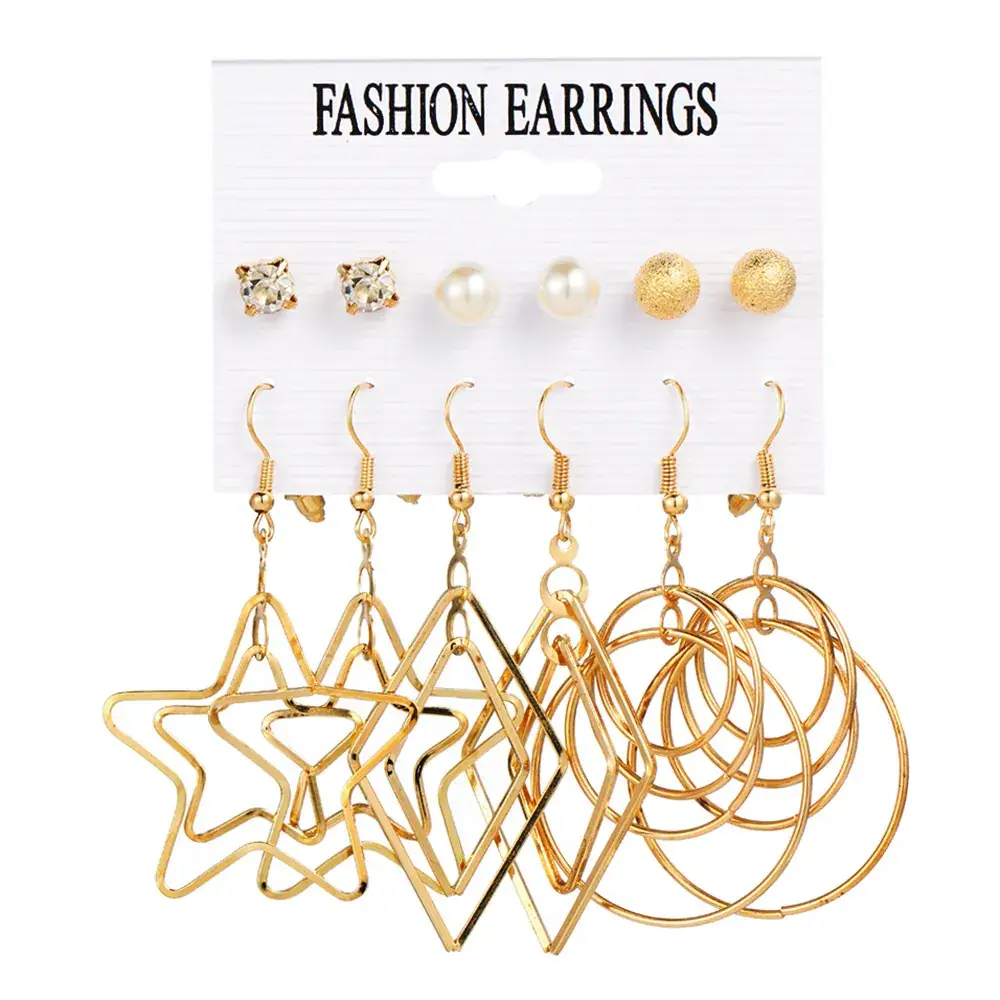 European & American Retro Metal Earrings Set for Women - Image 2