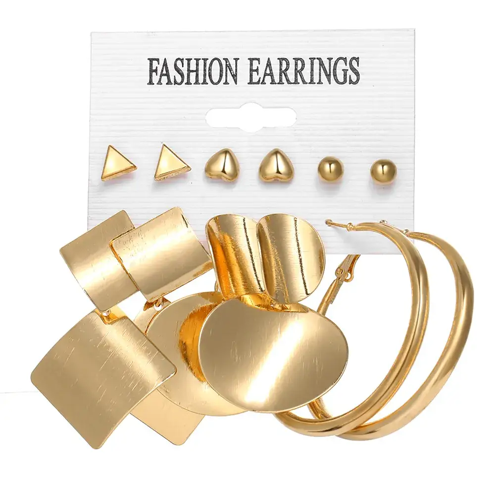European & American Retro Metal Earrings Set for Women - Image 3
