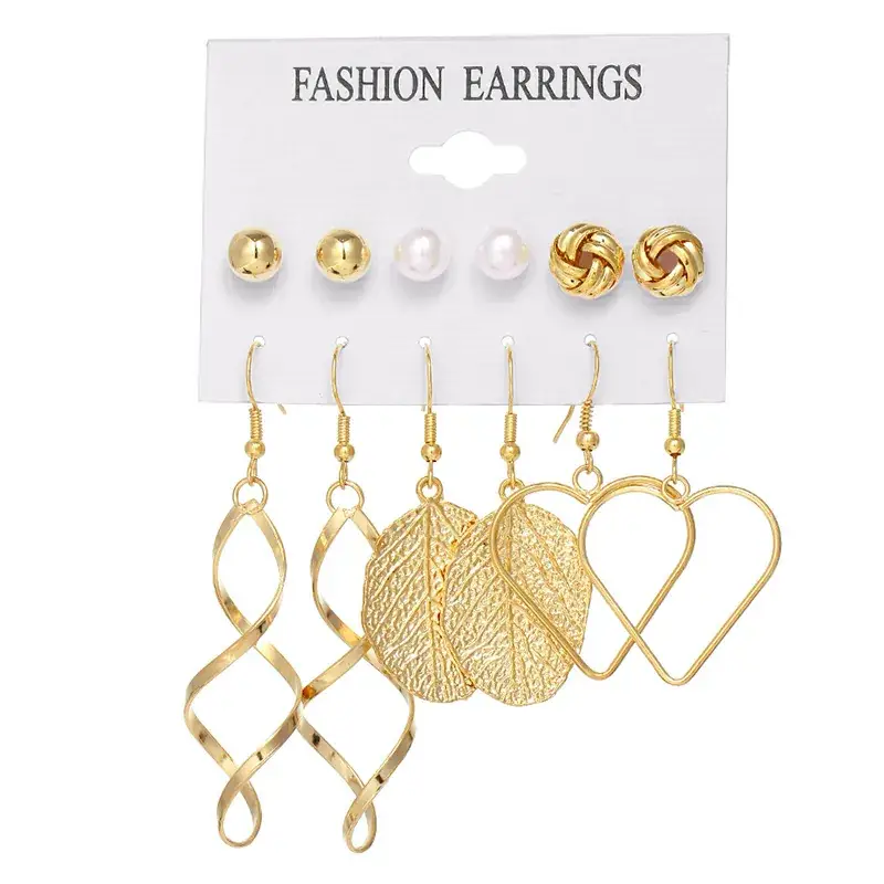 European & American Retro Metal Earrings Set for Women - Image 4