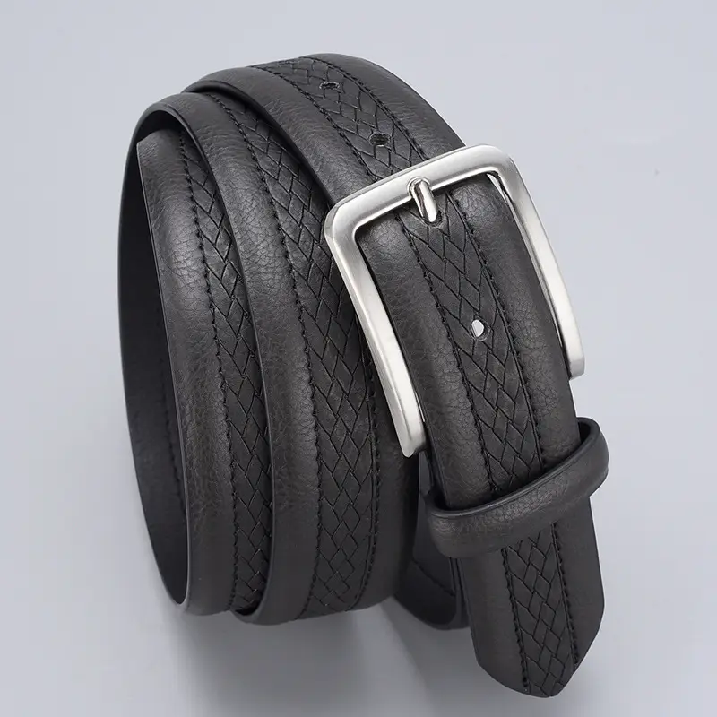 Men's Brown Leather Belt with Silver Buckle - Image 7