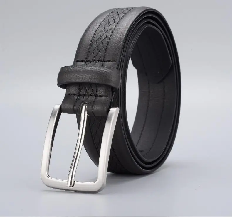 Men's Brown Leather Belt with Silver Buckle — feature 4