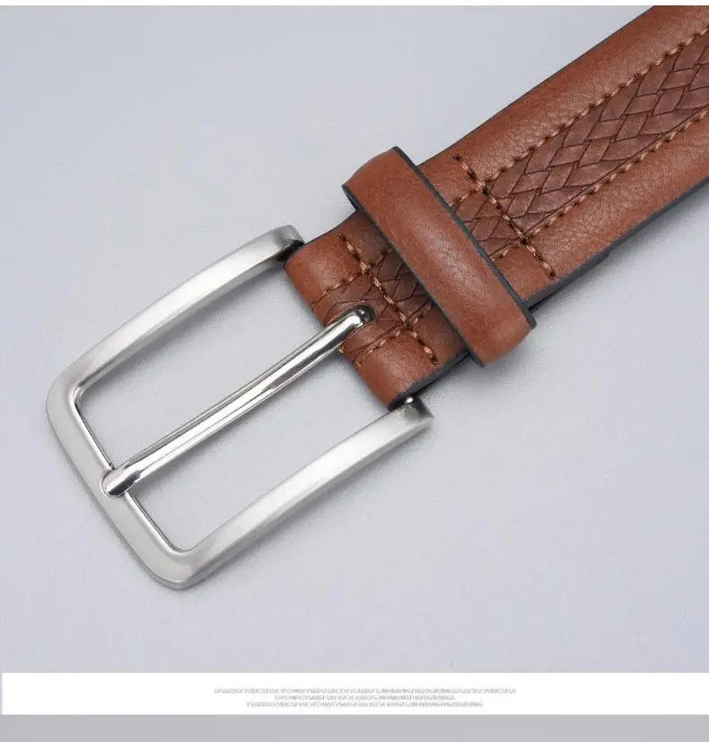 Men's Brown Leather Belt with Silver Buckle — feature 6