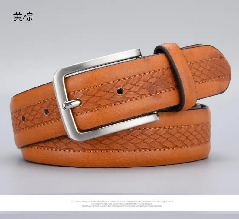 Men's Brown Leather Belt with Silver Buckle — feature 7