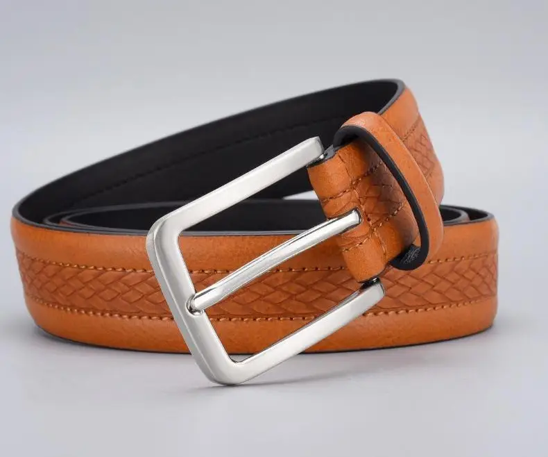 Men's Brown Leather Belt with Silver Buckle — feature 8