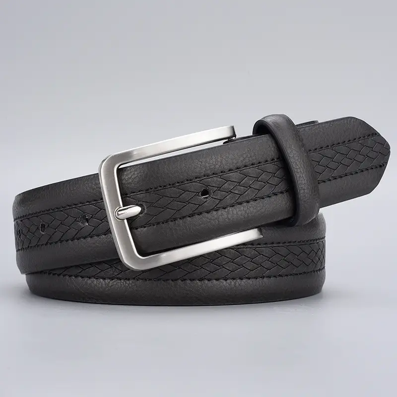 Men's Brown Leather Belt with Silver Buckle