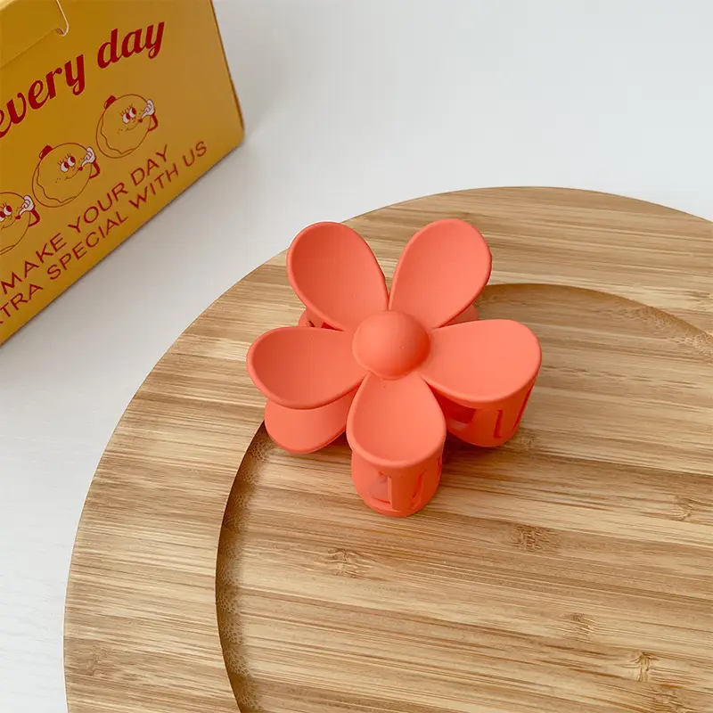 Orange Flower Hairpin Women's Ponytail Grab Clip - Image 4