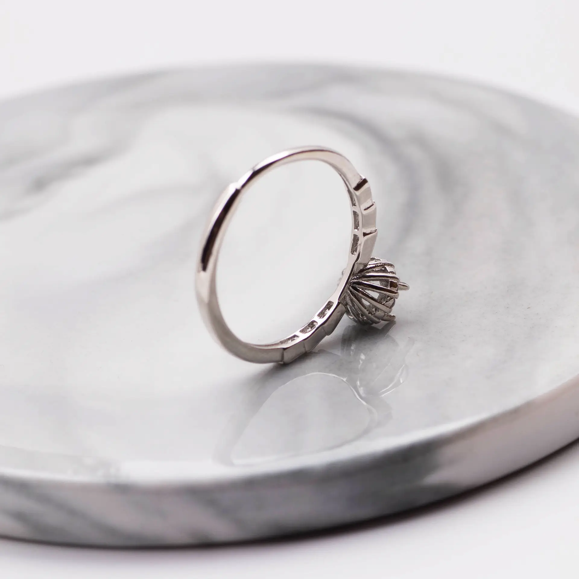 S925 Silver Ring Empty Support Inlaid with Silver Base - Image 3