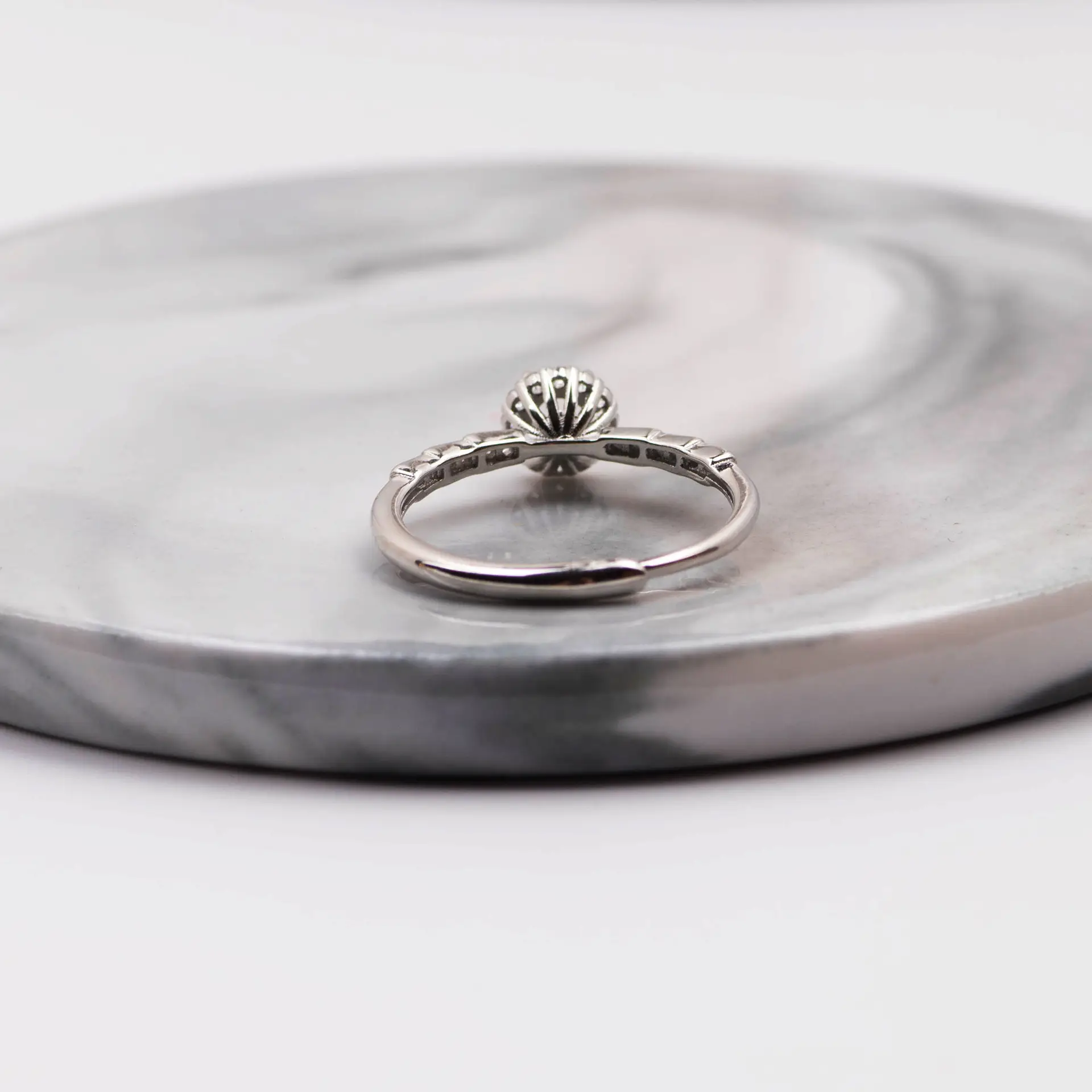 S925 Silver Ring Empty Support Inlaid with Silver Base - Image 4