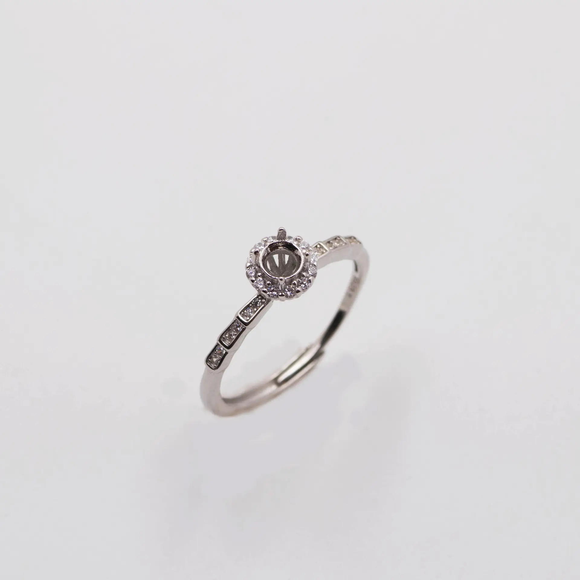 S925 Silver Ring Empty Support Inlaid with Silver Base - Image 5