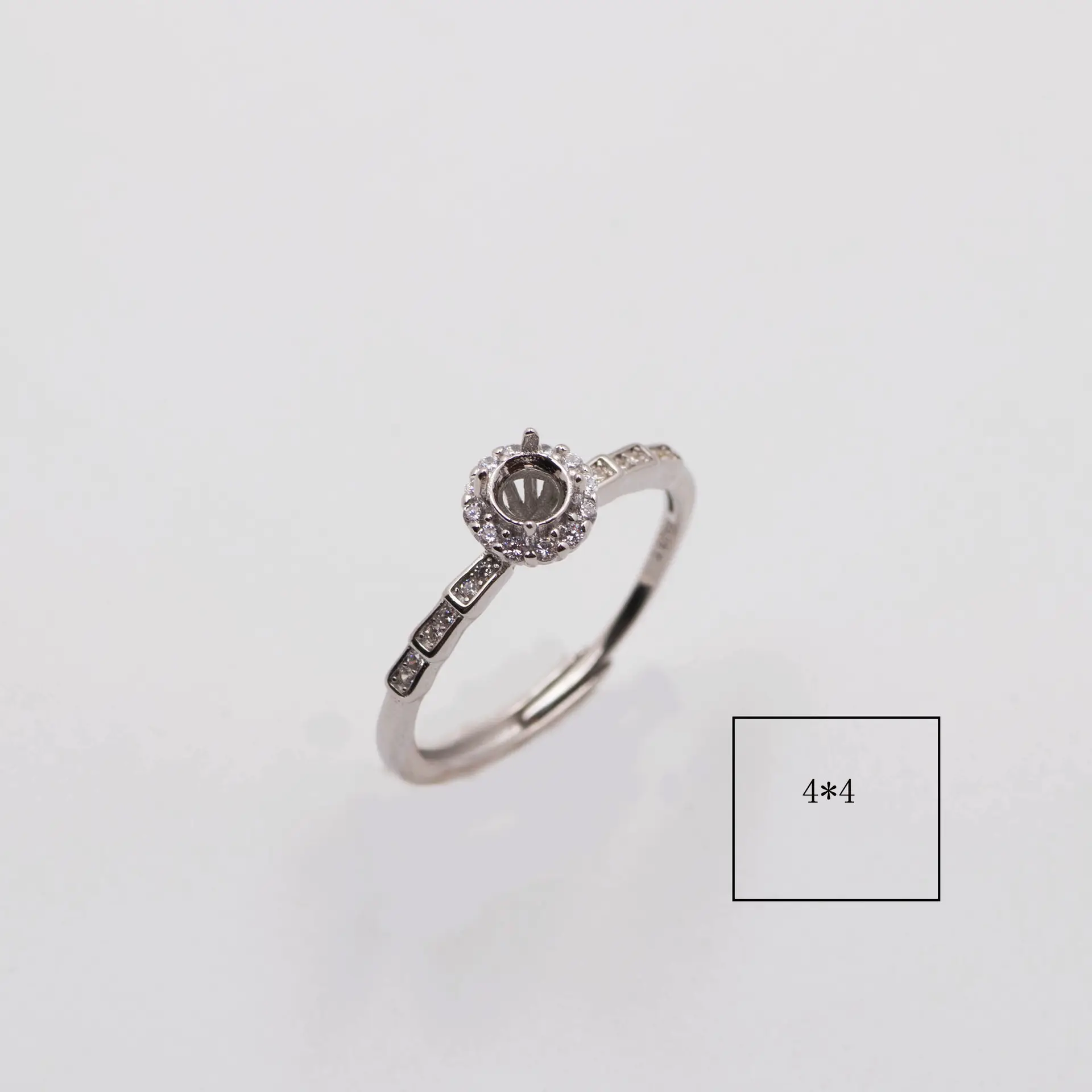 S925 Silver Ring Empty Support Inlaid with Silver Base — feature 5