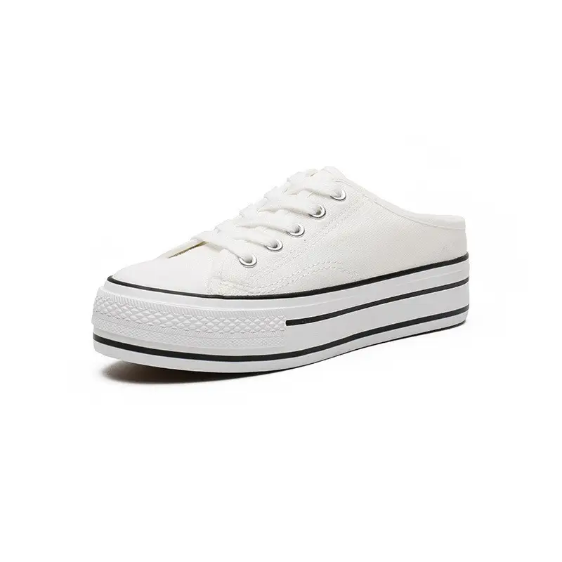 Women Canvas Platform Sneakers White Black Spring - Image 17
