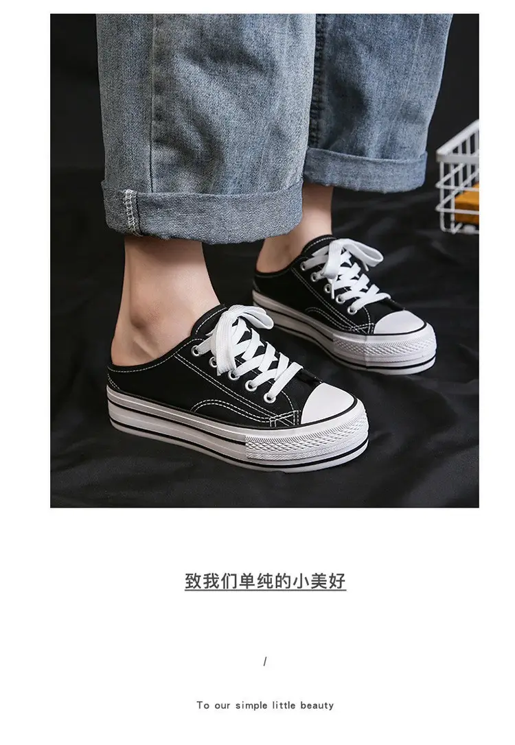 Women Canvas Platform Sneakers White Black Spring — feature 10