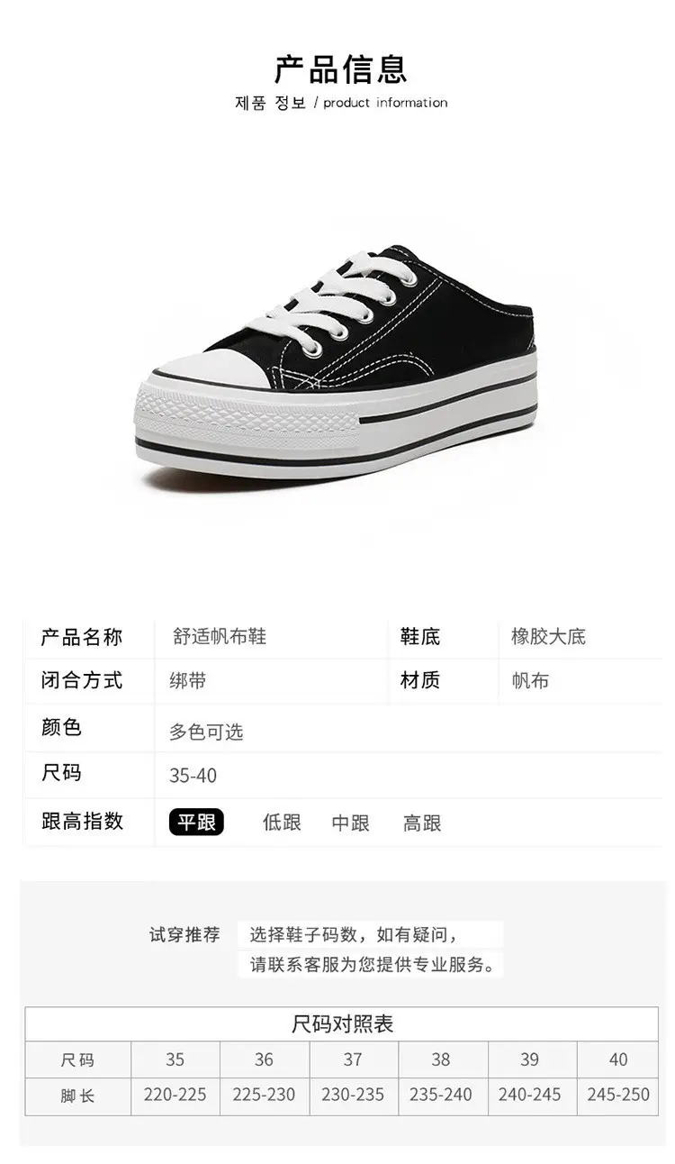 Women Canvas Platform Sneakers White Black Spring — feature 8