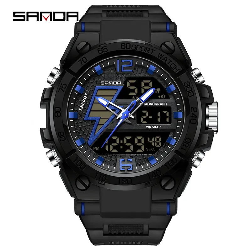 Sanda Digital Sport Watch Black Multi-Functional Waterproof - Image 3