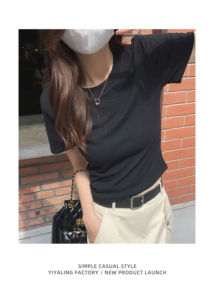 Black Slim Fit T-Shirt for Women Summer Casual Wear - Image 19