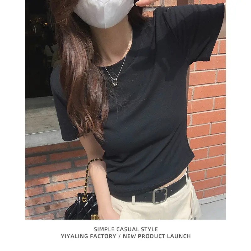 Black Slim Fit T-Shirt for Women Summer Casual Wear - Image 6