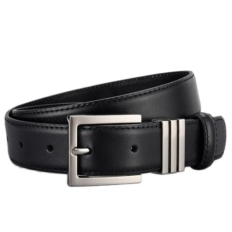 Black Leather Belt with Silver Buckle for Women - Image 6