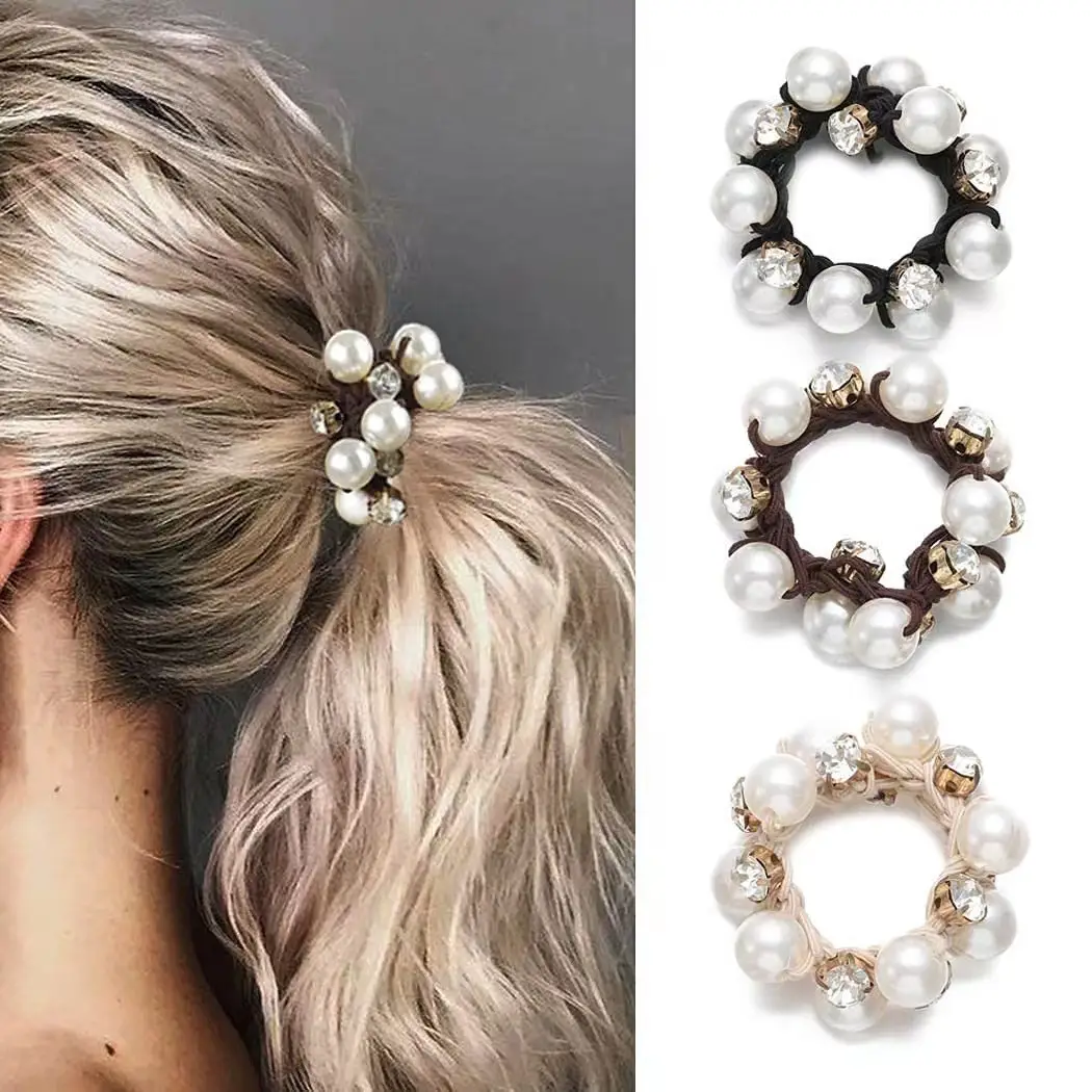 Crystal Pearl Hair Bands for Women Black Silver White - Image 25