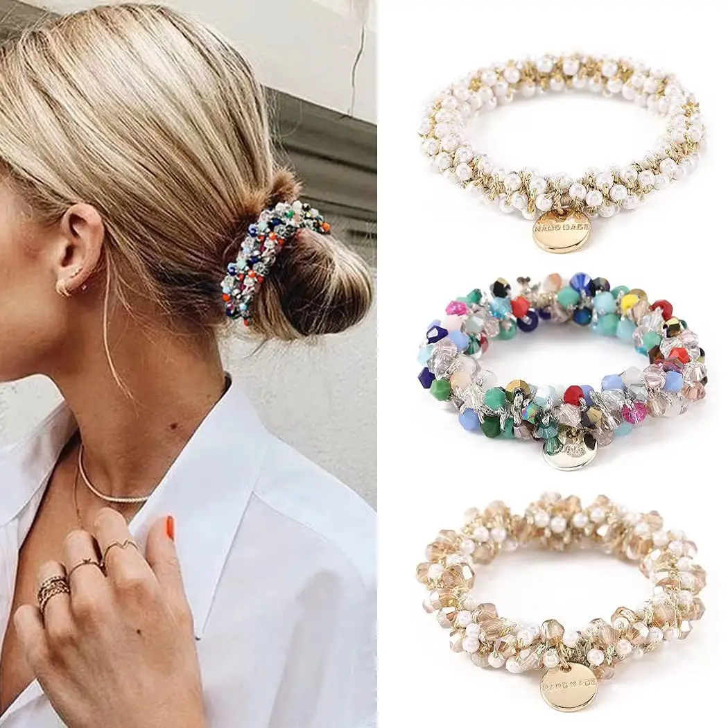Crystal Pearl Hair Bands for Women Black Silver White - Image 26