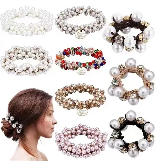 Crystal Pearl Hair Bands for Women Black Silver White — feature 1