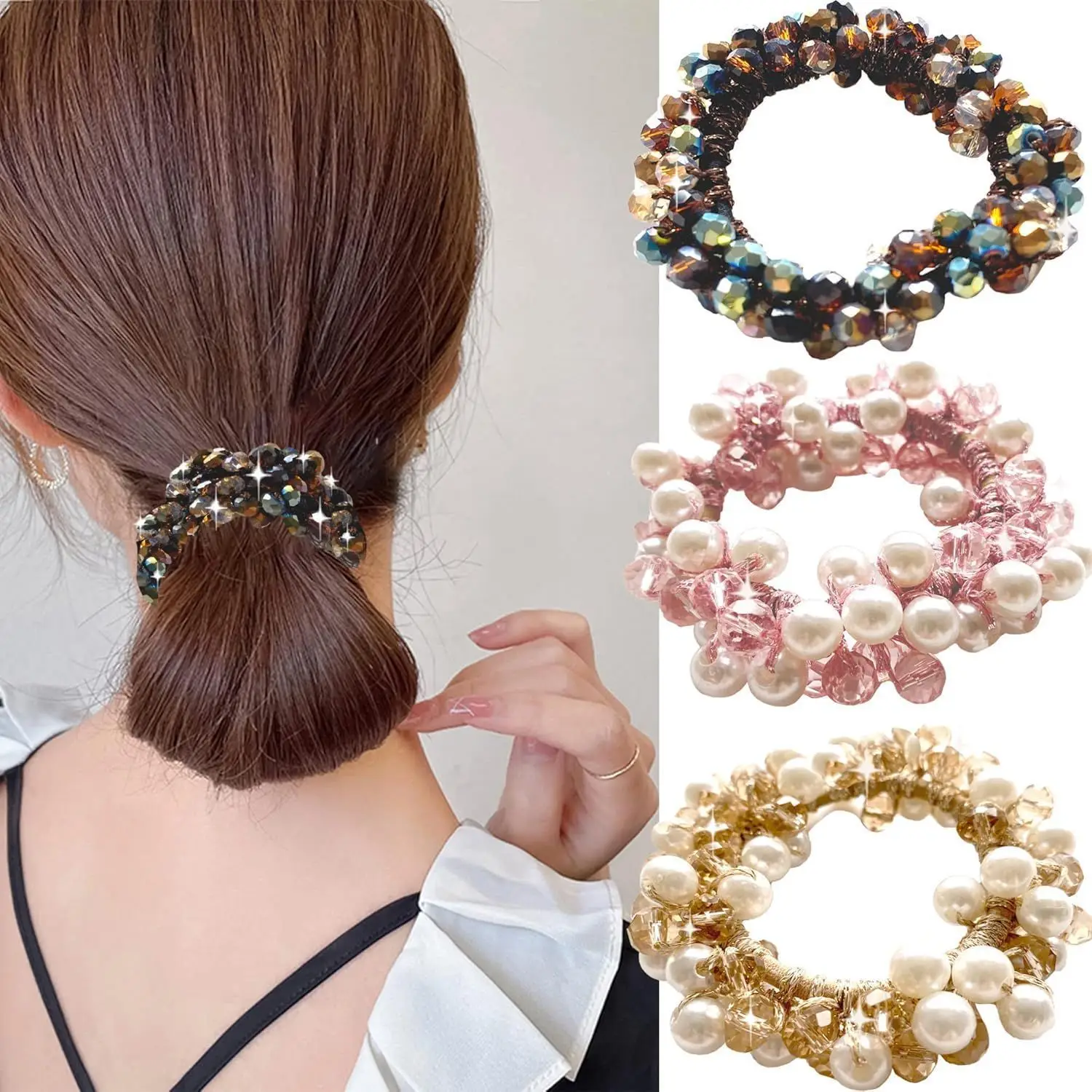 Crystal Pearl Hair Bands for Women Black Silver White - Image 10