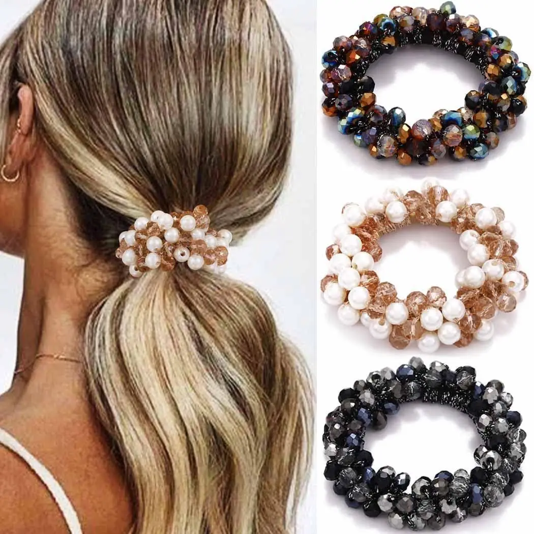 Crystal Pearl Hair Bands for Women Black Silver White - Image 9