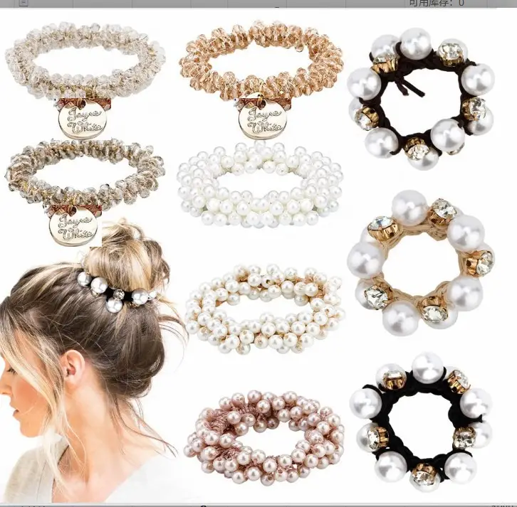 Crystal Pearl Hair Bands for Women Black Silver White - Image 2
