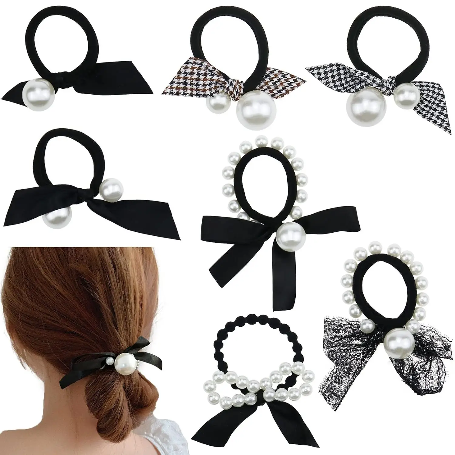 Crystal Pearl Hair Bands for Women Black Silver White - Image 20