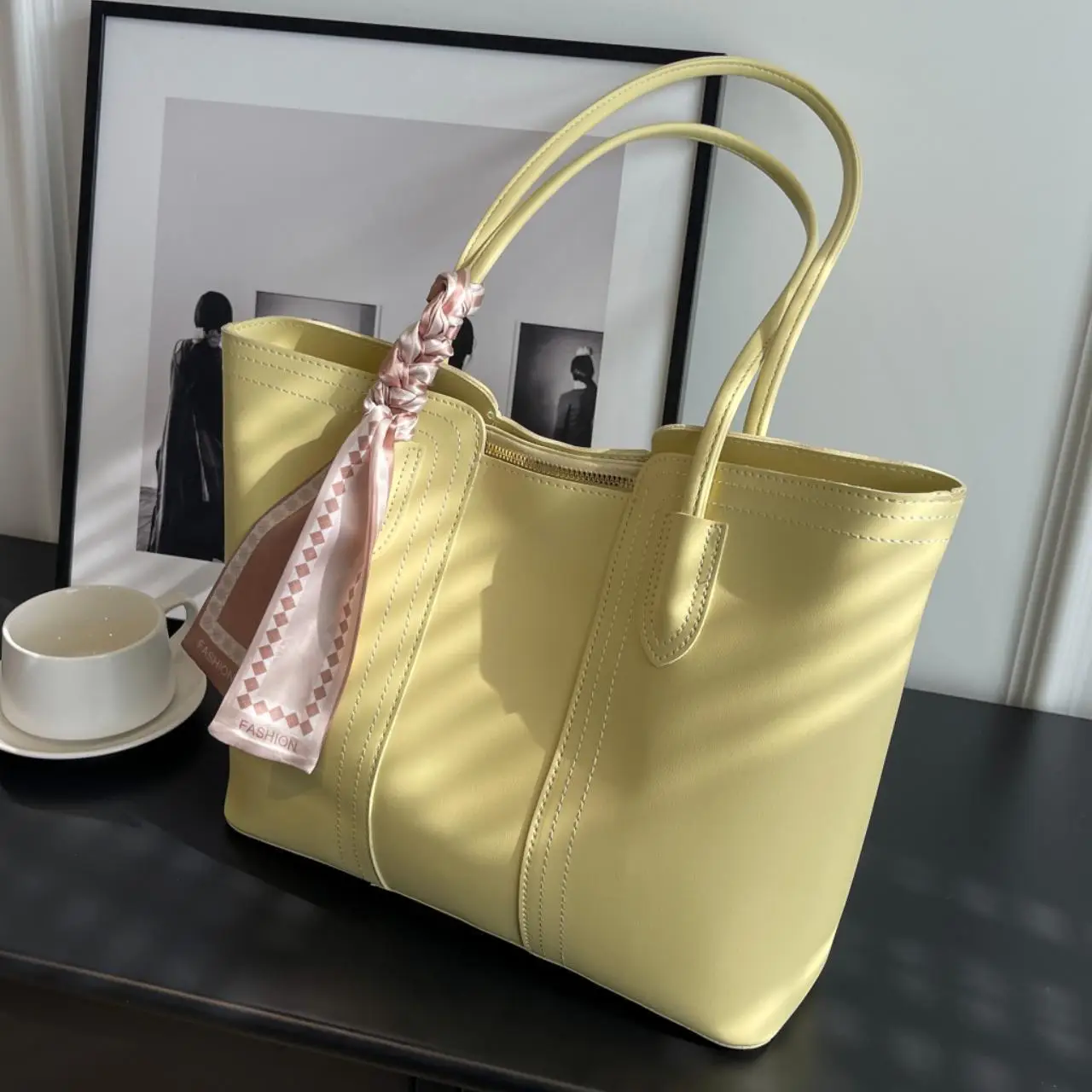 Gold Textured Women's Large Capacity Tote Bag - Image 9