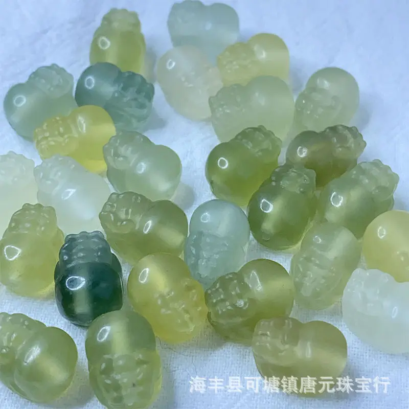 Natural Xiuyu Green Jelly Carved Bracelets