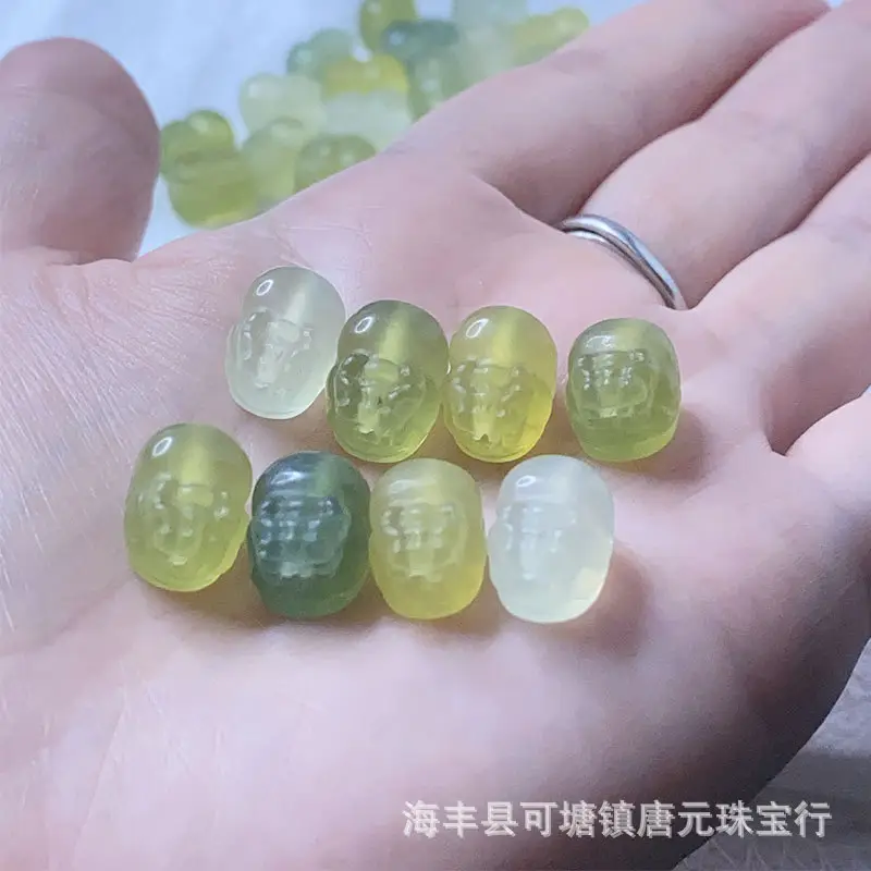 Natural Xiuyu Green Jelly Carved Bracelets