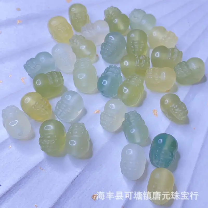 Natural Xiuyu Green Jelly Carved Bracelets