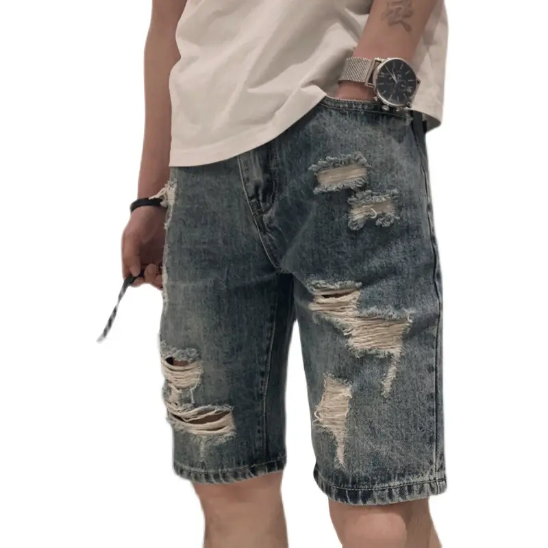 Men's Grey Denim Capri Shorts Casual Rick Style 2024 - Image 10
