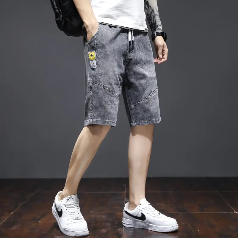 Men's Grey Denim Capri Shorts Casual Rick Style 2024 - Image 4