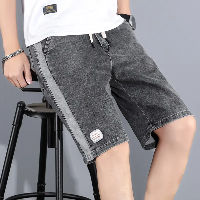 Men's Grey Denim Capri Shorts Casual Rick Style 2024 - Image 2