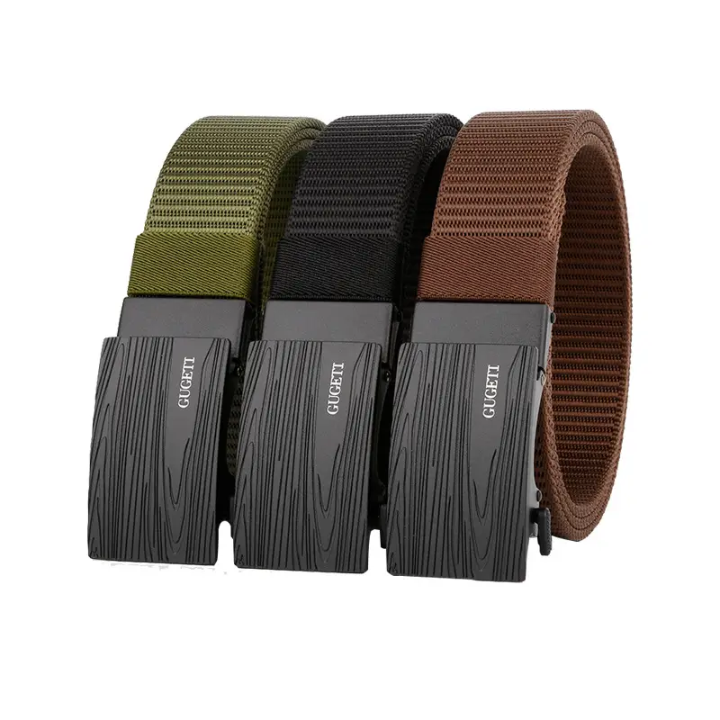 Men's Green Corrugated Belt with Alloy Automatic Buckle - Image 12