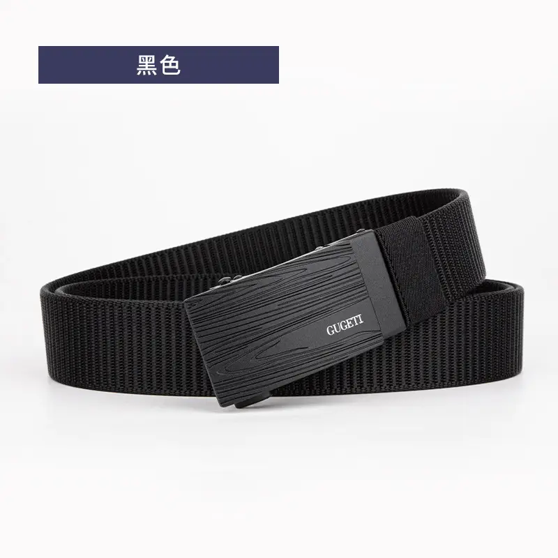 Men's Green Corrugated Belt with Alloy Automatic Buckle
