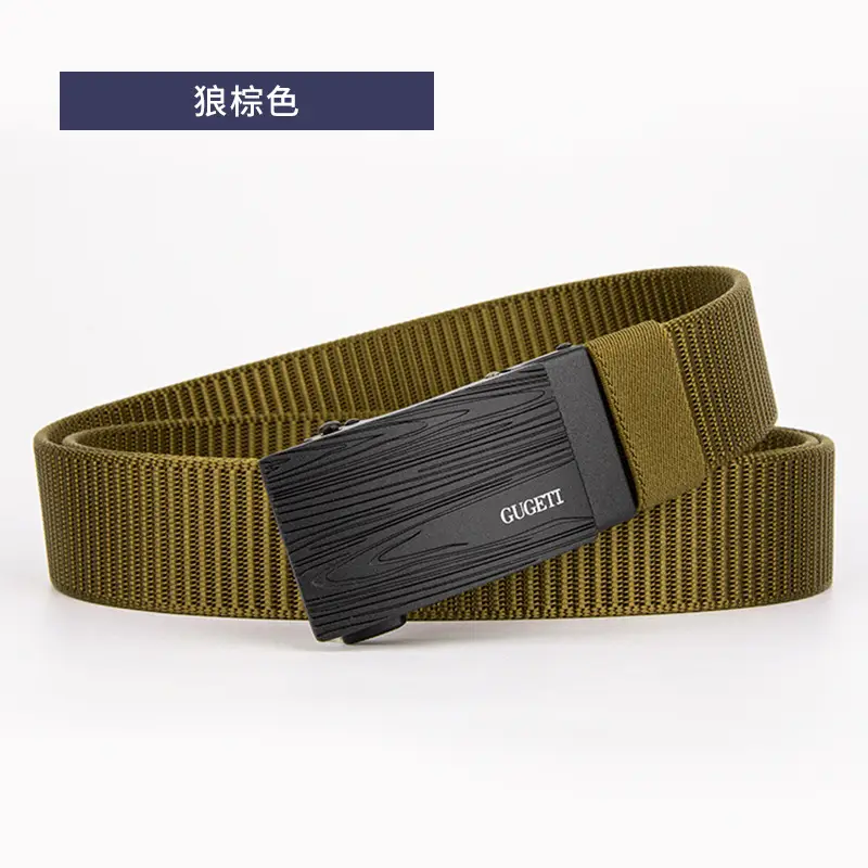 Men's Green Corrugated Belt with Alloy Automatic Buckle - Image 3
