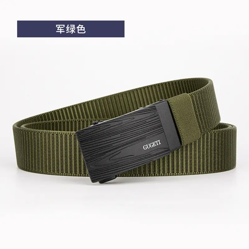 Men's Green Corrugated Belt with Alloy Automatic Buckle - Image 4