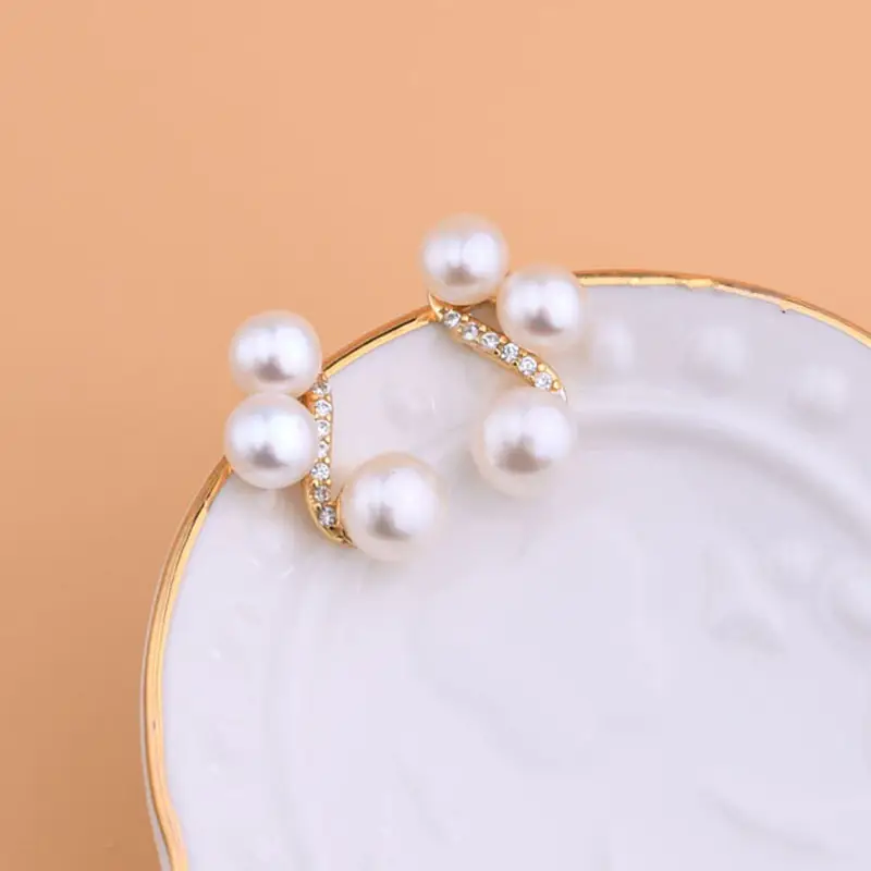 Freshwater Pearl Earrings S925 Silver Needle Lady's Daily Easiest for Match Earrings Three Beads Inlaid Small Temperament Casual Earrings - Image 5