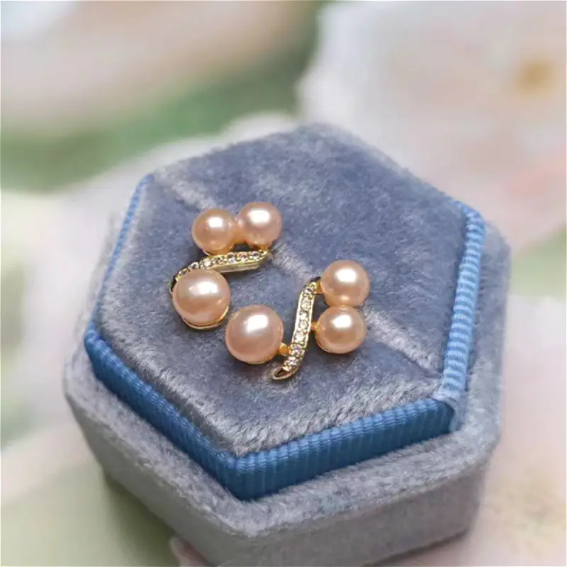 Freshwater Pearl Earrings S925 Silver Needle Lady's Daily Easiest for Match Earrings Three Beads Inlaid Small Temperament Casual Earrings - Image 2