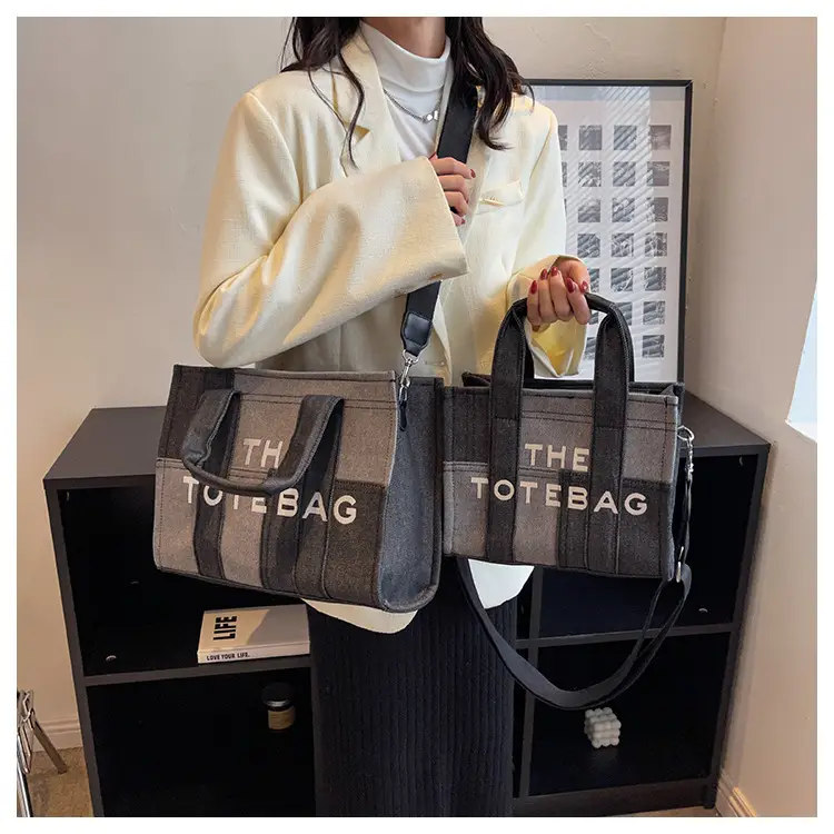 Large Capacity Denim Canvas Shoulder Bag for Women