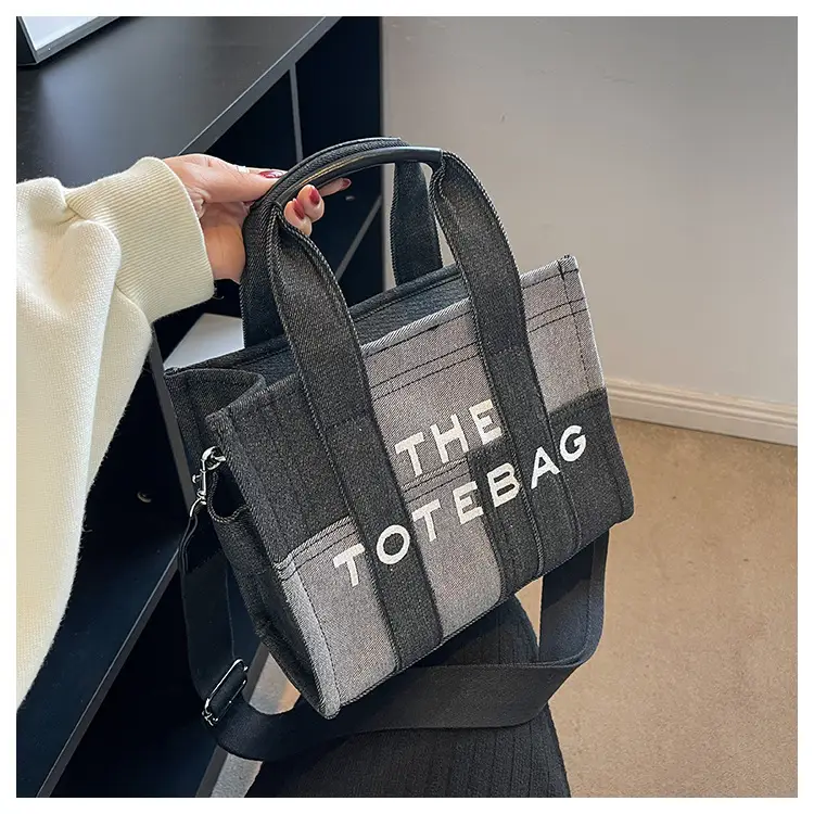 Large Capacity Denim Canvas Shoulder Bag for Women - Image 5