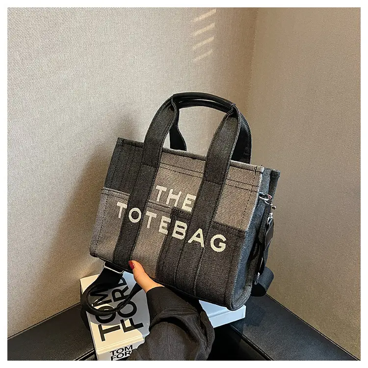 Large Capacity Denim Canvas Shoulder Bag for Women — feature 12