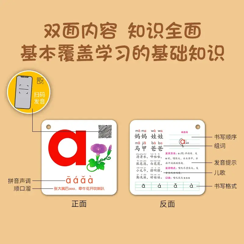 Chinese Pinyin Card for Kids First Grade Early Education