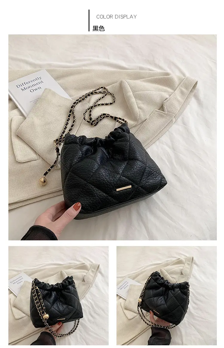 Black Quilted Chain Shoulder Bag for Women — feature 22