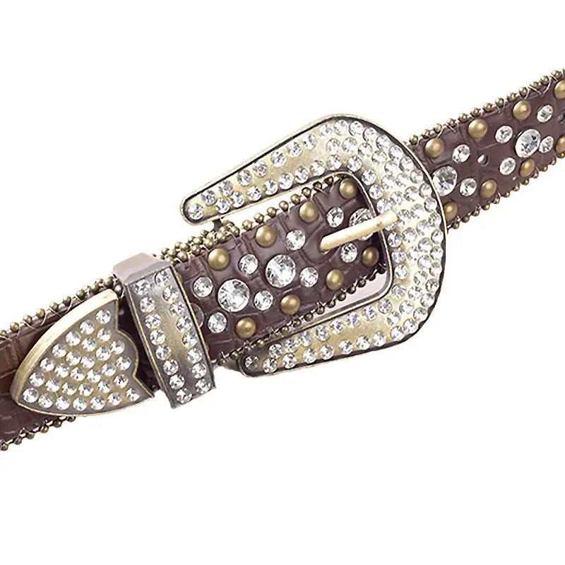 Black Rhinestone Wide Belt with Diamond Studded Design - Image 9
